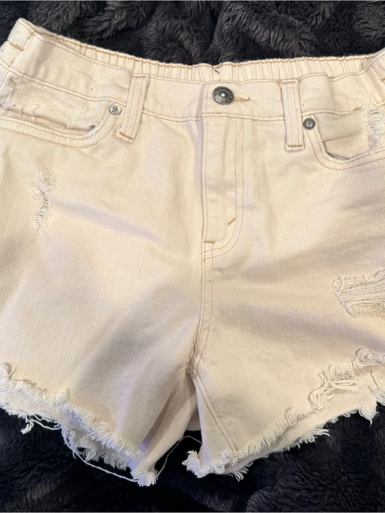 aerie Pants - aerie Cream Distressed High-Rise Denim Shorts